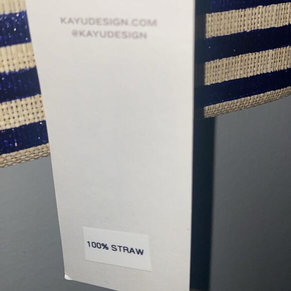 KAYU Blue Natural Stripe Straw Clutch Handbag - Picture 4 of 9